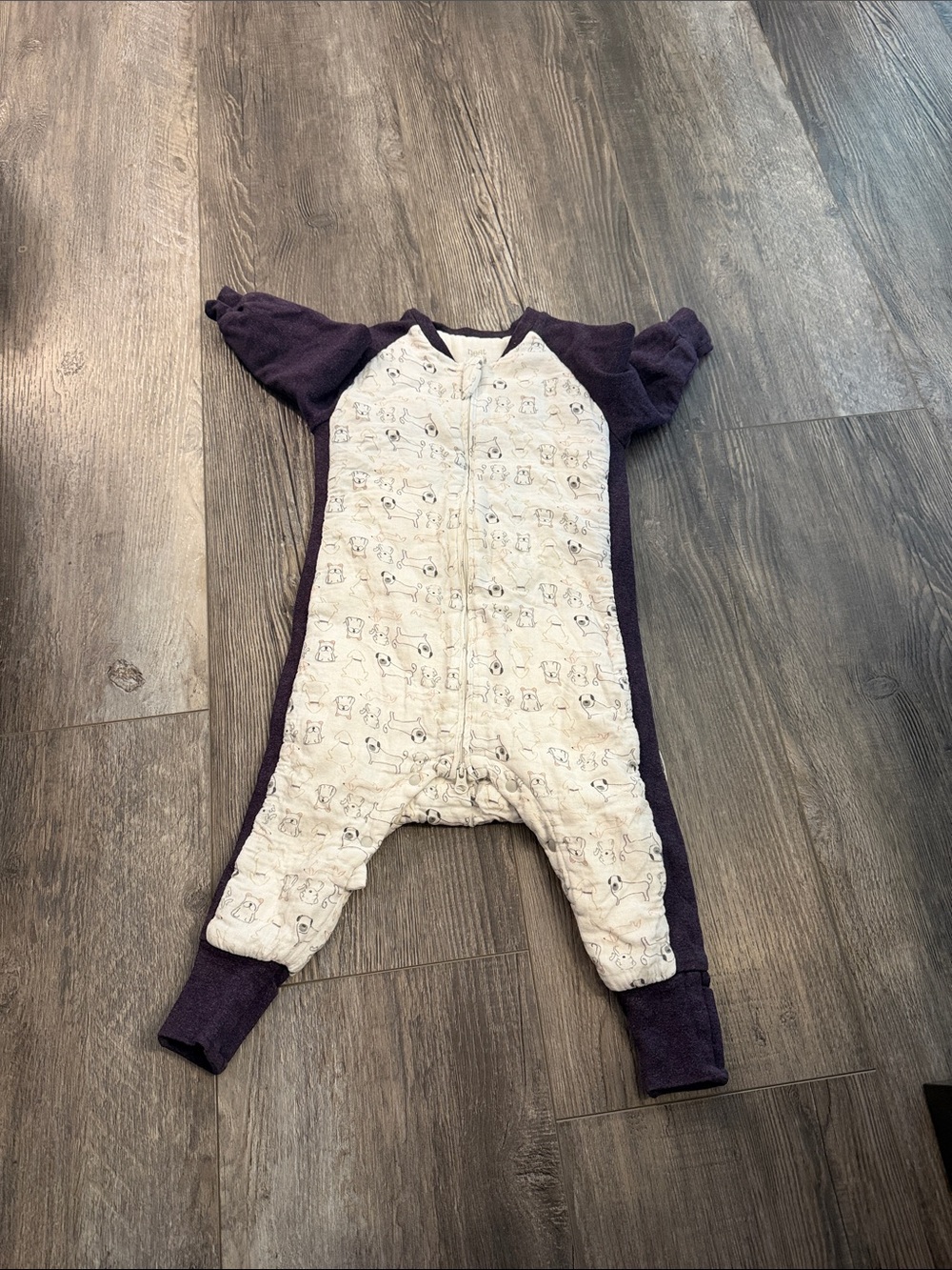 Nest Design Two-Tone Kids Sleep Sack - Cream Front with Deep Purple Sleeves